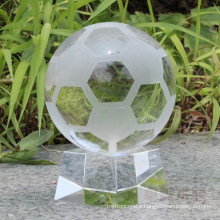 2015 3D Crystal football model,glass footbal model with glass foundation